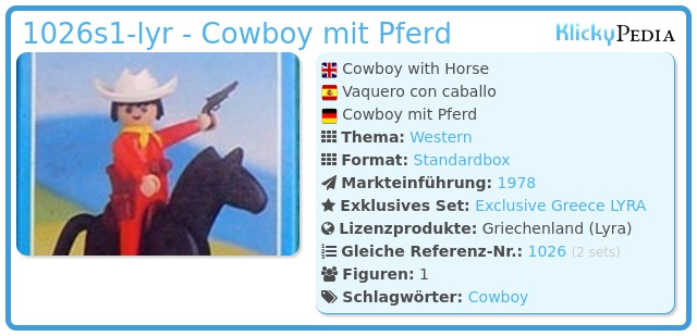 Playmobil 1026s1-lyr - Cowboy mit Pferd