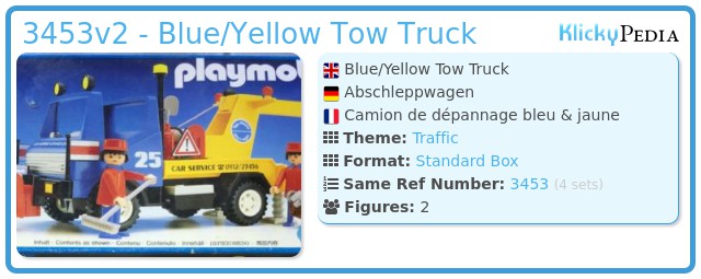 Playmobil 3453v2 - Blue/Yellow Tow Truck