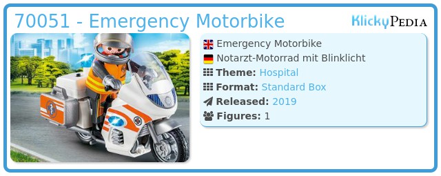 PLAYMOBIL 70051 City Life Emergency Motorbike for sale online 