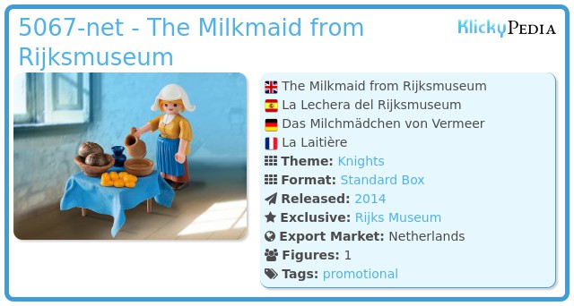 PLAYMOBIL 5067 La Lechera J Rijks Museum Vermeer Rare NEW Milkmaid Rareza 