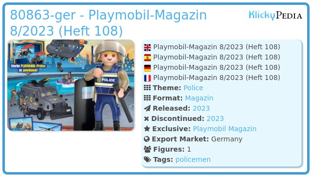 Playmobil 80863-ger - Playmobil-Magazin 8/2023 (Heft 108)