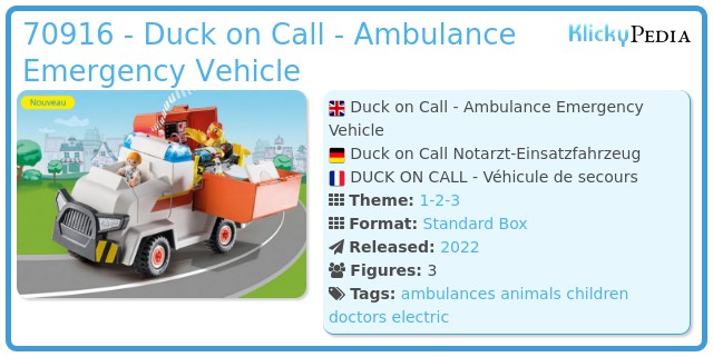 Playmobil 70916 - Duck on Call - Ambulance Emergency Vehicle