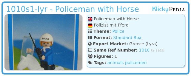 Playmobil 1010s1-lyr - Policeman with Horse