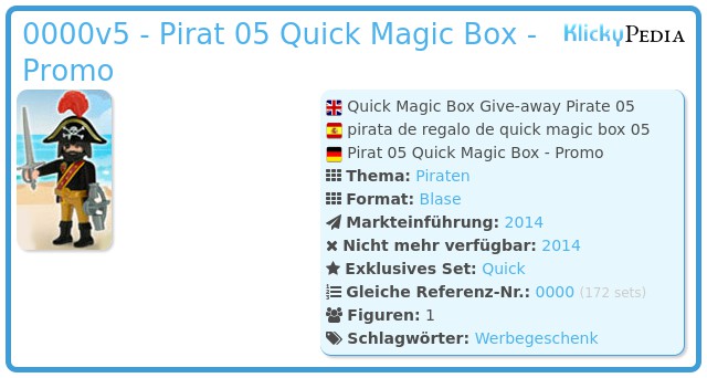 Playmobil 0000v5 - Pirat 05 Quick Magic Box - Promo