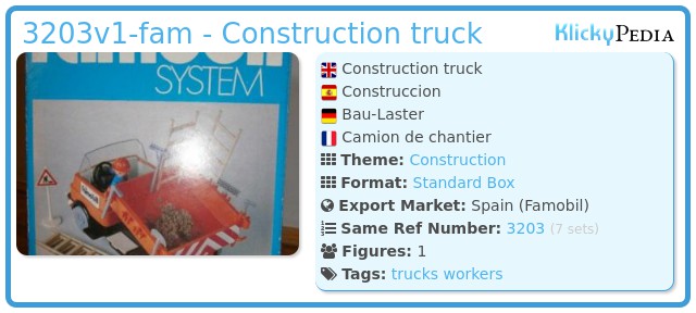 Playmobil 3203v1-fam - Construction truck