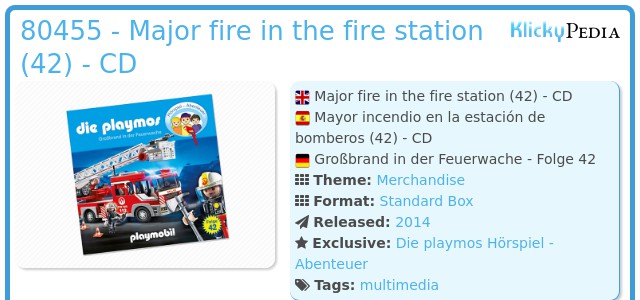 Playmobil 80455 - Major fire in the fire station (42) - CD
