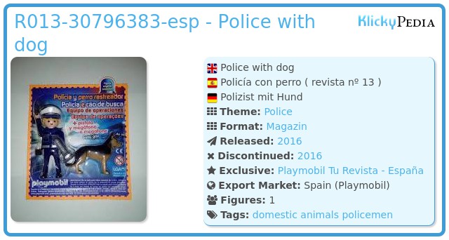 Playmobil R013-30796383-esp - Police with dog