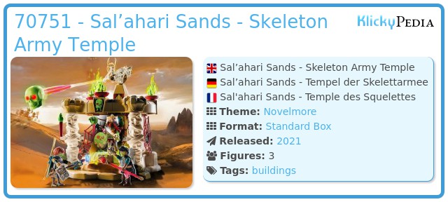 Playmobil 70751 - Sal’ahari Sands - Skeleton Army Temple