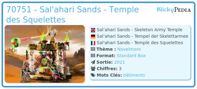 Playmobil 70751 - Sal'ahari Sands - Temple des Squelettes