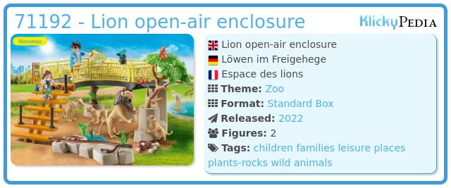 Playmobil 71192 - Lion open-air enclosure