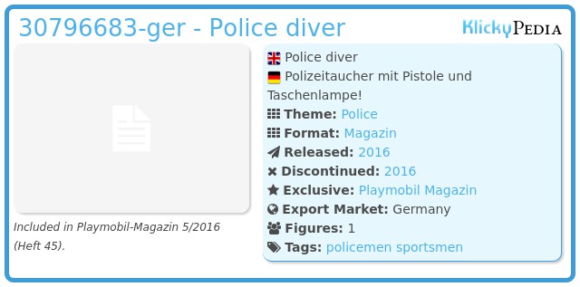 Playmobil 30796683-ger - Police diver