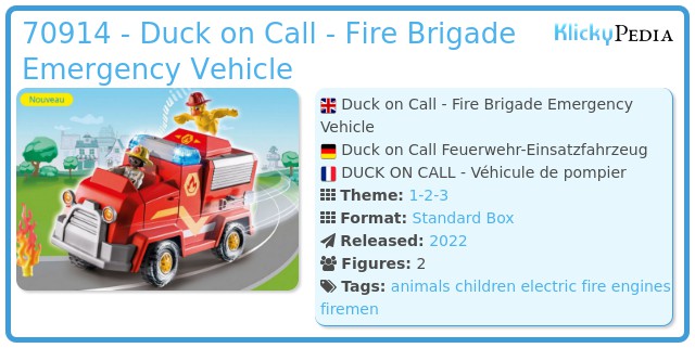 Playmobil 70914 - Duck on Call - Fire Brigade Emergency Vehicle