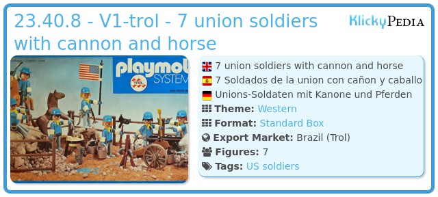 Playmobil 23.40.8 - V1-trol - 7 union soldiers with cannon and horse