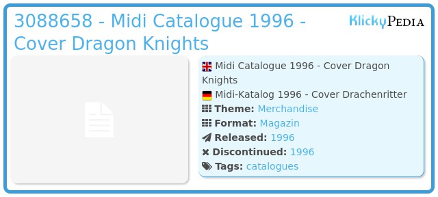 Playmobil 3088658 - Midi Catalogue 1996 - Cover Dragon Knights