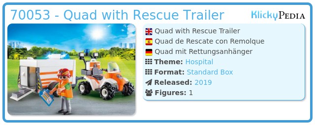 PLAYMOBIL #70053 Rescue Quad with Trailer NEW! 