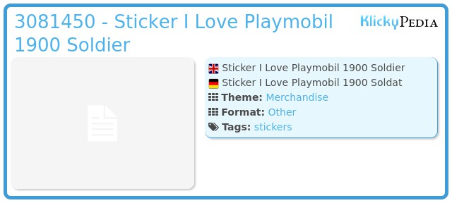 Playmobil 3081450 - Sticker I Love Playmobil 1900 Soldier