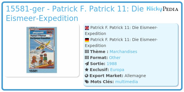 Playmobil 15581-ger - Patrick F. Patrick 11: Die Eismeer-Expedition