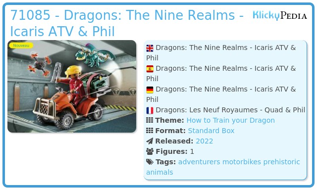 Playmobil 71085 - Dragons: The Nine Realms - Icaris ATV & Phil