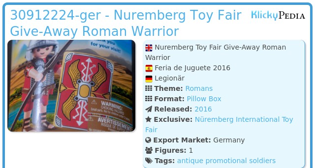 Playmobil 30912224-ger - Nuremberg Toy Fair Give-Away Roman Warrior