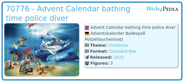 Playmobil 70776 - Advent Calendar bathing time police diver