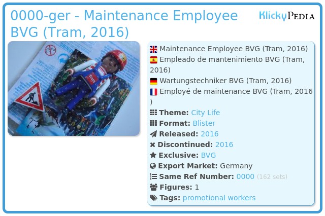 Playmobil 0000-ger - Maintenance Employee BVG (Tram, 2016)