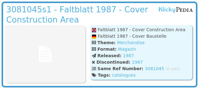 Playmobil 3081045s1 - Faltblatt 1987 - Cover Construction Area