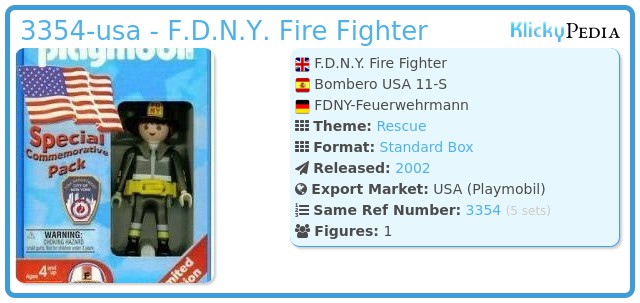 Playmobil 3354-usa - F.D.N.Y. Fire Fighter