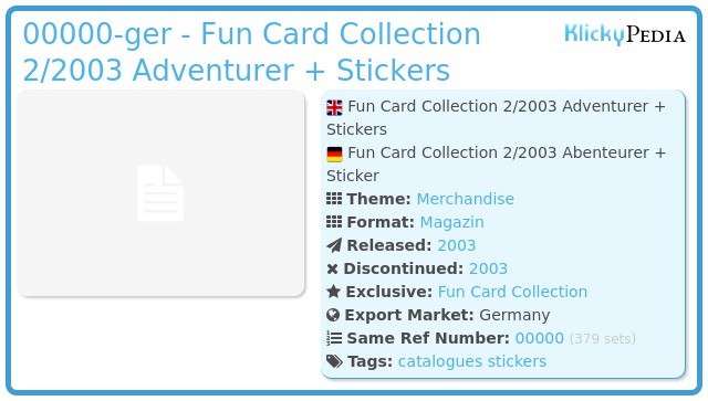 Playmobil 00000-ger - Fun Card Collection 2/2003 Adventurer + Stickers