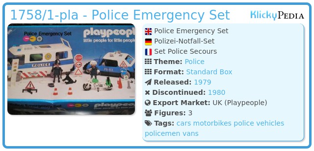 Playmobil 1758/1-pla - Police Emergency Set