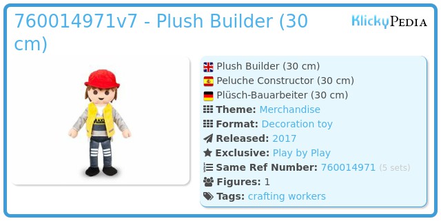 Playmobil 760014971v7 - Plush Builder (30 cm)