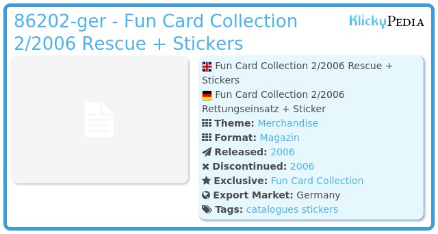 Playmobil 86202-ger - Fun Card Collection 2/2006 Rescue + Stickers