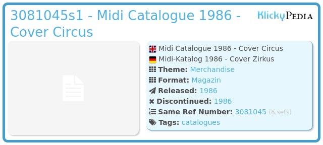 Playmobil 3081045s1 - Midi Catalogue 1986 - Cover Circus