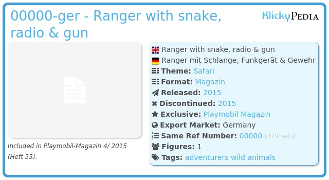Playmobil 00000-ger - Ranger with snake, radio & gun
