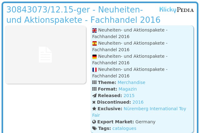 Playmobil 30843073/12.15-ger - Neuheiten- und Aktionspakete - Fachhandel 2016