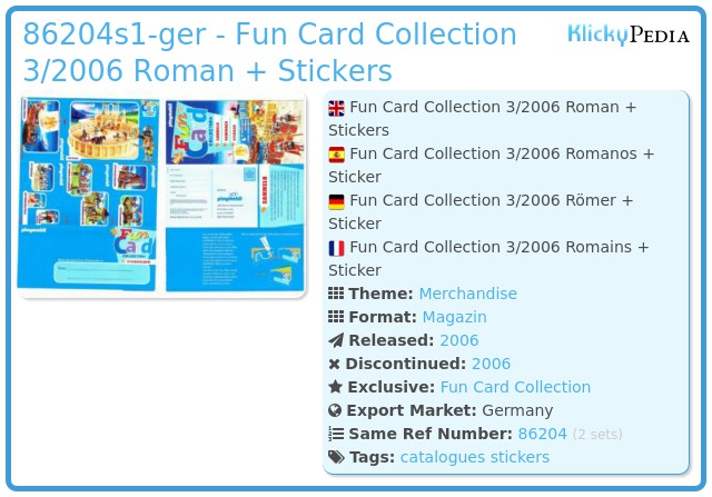 Playmobil 86204s1-ger - Fun Card Collection 3/2006 Roman + Stickers