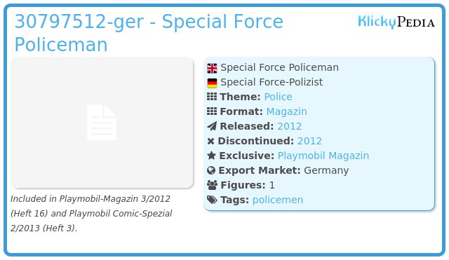 Playmobil 30797512-ger - Special Force Policeman