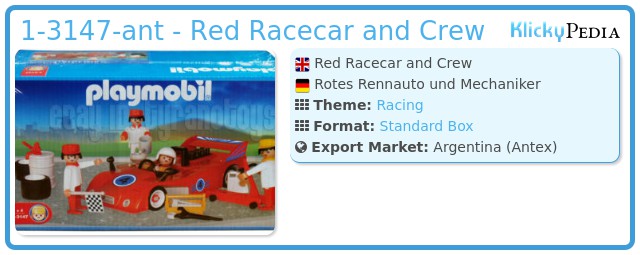 Playmobil 1-3147-ant - Red Racecar and Crew