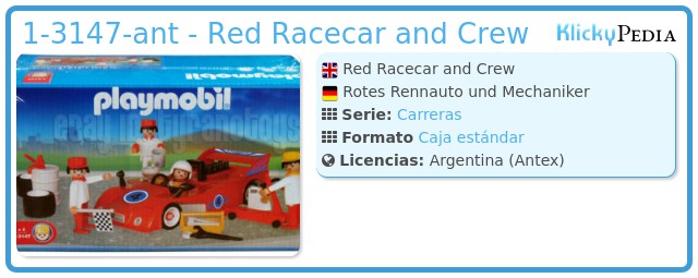 Playmobil 1-3147-ant - Red Racecar and Crew