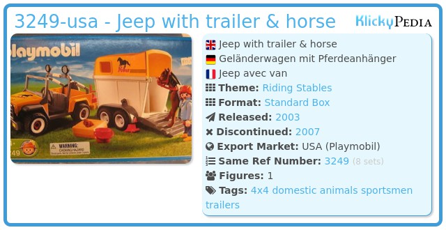 Playmobil 3249-usa - Jeep with trailer & horse