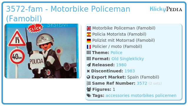Playmobil 3572-fam - Motorbike Policeman (Famobil)