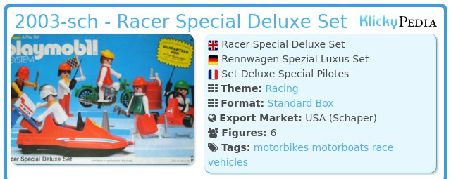 Playmobil 2003-sch - Racer Special Deluxe Set