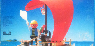 Playmobil - 3736-esp - Pirate raft with shark (red sail)
