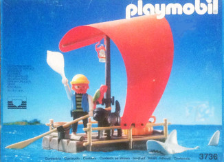 Playmobil - 3736-esp - Pirate raft with shark (red sail) - Detail Playmobil - 3736-esp - Pirate raft with shark (red sail)
