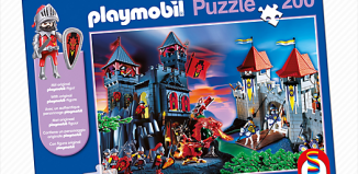 Playmobil - 80147 - Puzzle Drachenfestung und Löwenritterburg mit 200 Teilen und Ritter-Figur