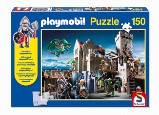 Playmobil - 80434 - Puzzle - Kampf um den Königsschatz mit 150 Teilen und Ritter-Figur