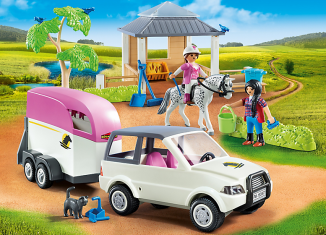 Playmobil - 5667v2 - todoterreno con transporte para caballo y cuadra