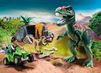 Playmobil - 9231 - T-Rex with calf and explorer on quad
