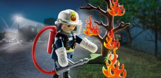 Playmobil - 9093 - Pompier avec arbre en feu