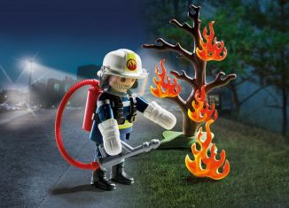 Playmobil - 9093 - Pompier avec arbre en feu