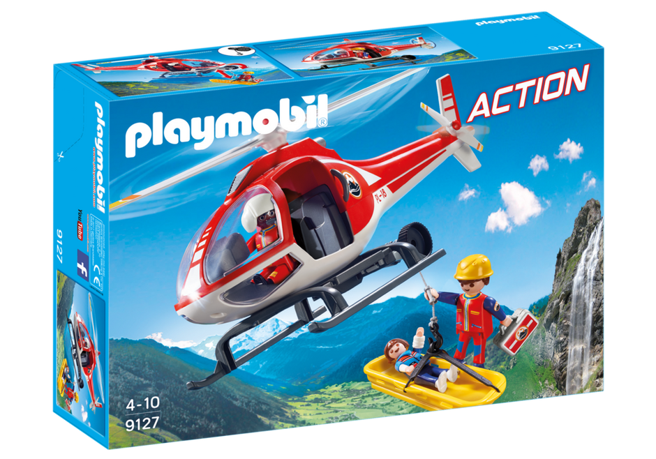 Playmobil-9127 Helicóptero de Rescate de Montaña, 9127 única 
